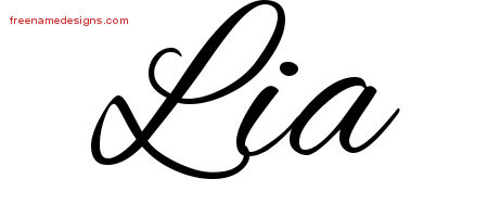 Lia Cursive Name Tattoo Designs