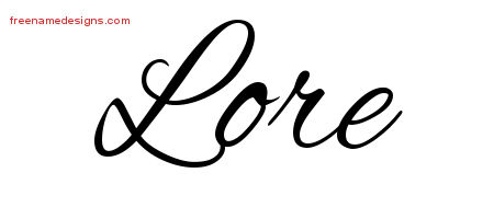 Lore Cursive Name Tattoo Designs