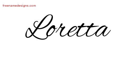 Loretta Cursive Name Tattoo Designs