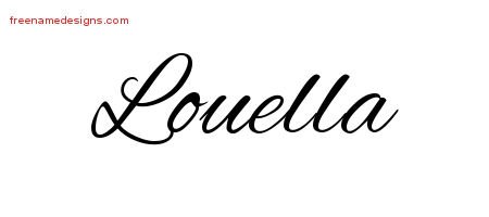 Louella Cursive Name Tattoo Designs
