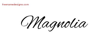 Magnolia Cursive Name Tattoo Designs