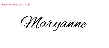 Cursive Name Tattoo Designs Maryanne Download Free - Free Name Designs