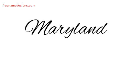 Maryland Cursive Name Tattoo Designs