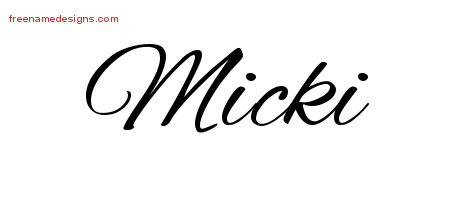 Micki Cursive Name Tattoo Designs