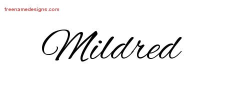 Mildred Cursive Name Tattoo Designs