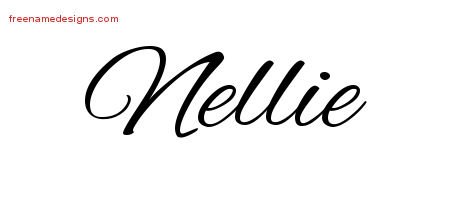 Nellie Cursive Name Tattoo Designs