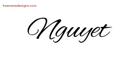 Nguyet Cursive Name Tattoo Designs