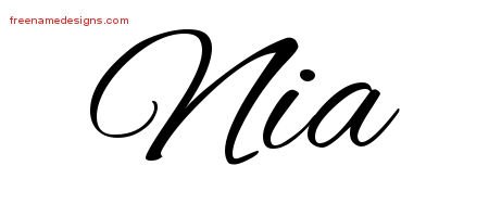 Nia Cursive Name Tattoo Designs