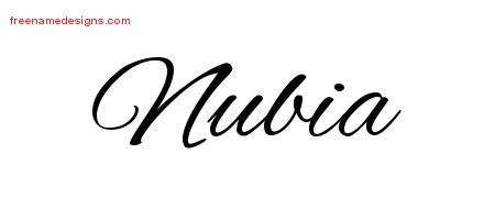 Nubia Cursive Name Tattoo Designs