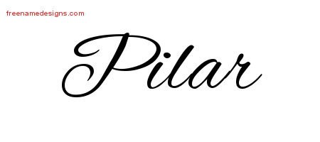 Pilar Cursive Name Tattoo Designs