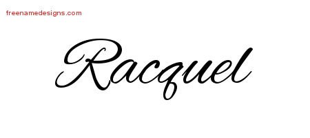 Racquel Cursive Name Tattoo Designs