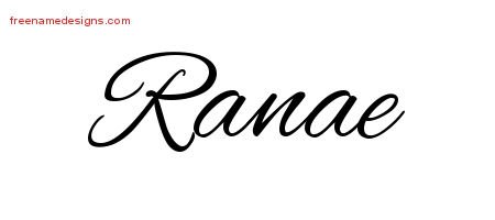 Ranae Cursive Name Tattoo Designs
