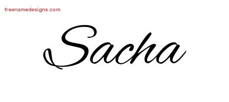 Sacha Cursive Name Tattoo Designs
