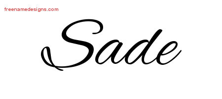 Sade Cursive Name Tattoo Designs