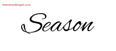 Season Cursive Name Tattoo Designs
