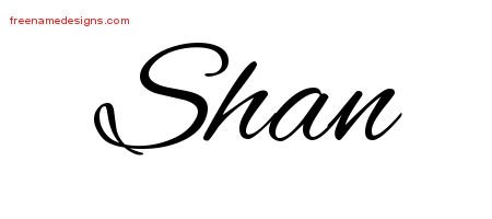 Shan Cursive Name Tattoo Designs