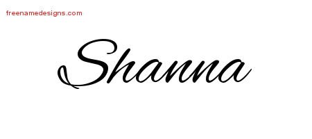 Shanna Cursive Name Tattoo Designs