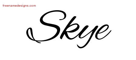 Skye Cursive Name Tattoo Designs