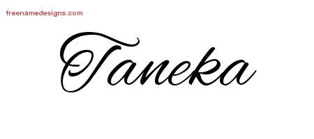 Taneka Cursive Name Tattoo Designs