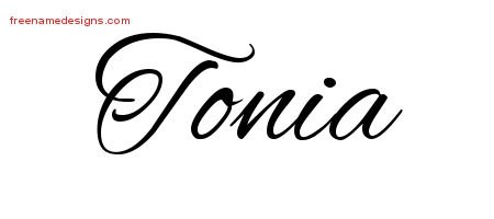 Tonia Cursive Name Tattoo Designs