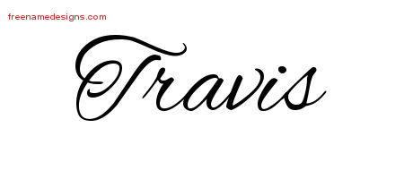 Travis Cursive Name Tattoo Designs