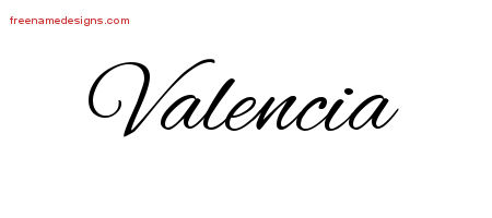 Valencia Cursive Name Tattoo Designs