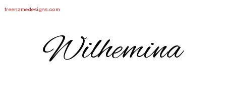 Wilhemina Cursive Name Tattoo Designs