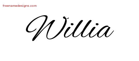 Willia Cursive Name Tattoo Designs
