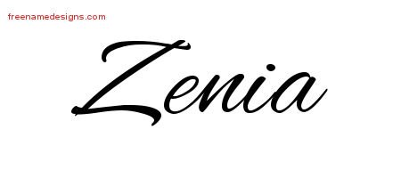 Zenia Cursive Name Tattoo Designs