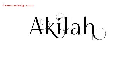 Akilah Decorated Name Tattoo Designs