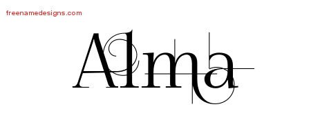 Alma Decorated Name Tattoo Designs