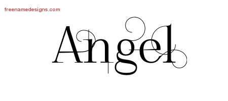 Angel Decorated Name Tattoo Designs