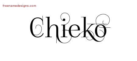 Chieko Decorated Name Tattoo Designs