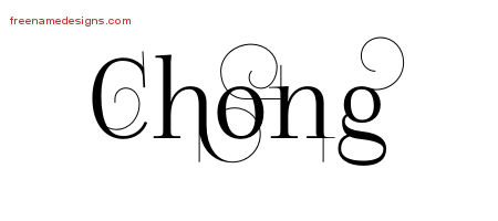 Chong Decorated Name Tattoo Designs