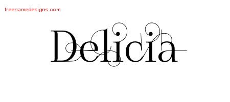 Delicia Decorated Name Tattoo Designs