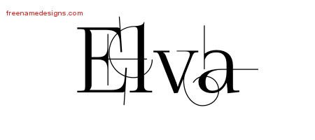 Elva Decorated Name Tattoo Designs