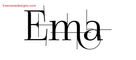 Ema Decorated Name Tattoo Designs