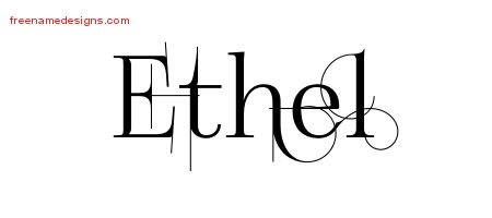 Ethel Decorated Name Tattoo Designs