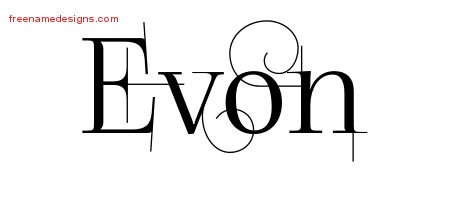 Evon Decorated Name Tattoo Designs