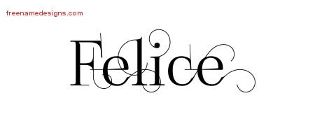 Felice Decorated Name Tattoo Designs