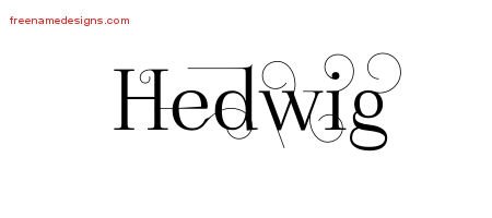 Hedwig Decorated Name Tattoo Designs