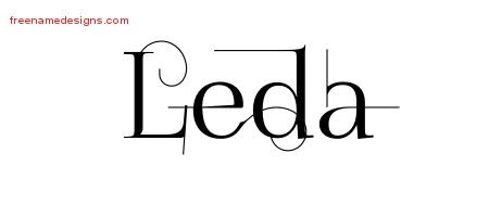 Leda Decorated Name Tattoo Designs