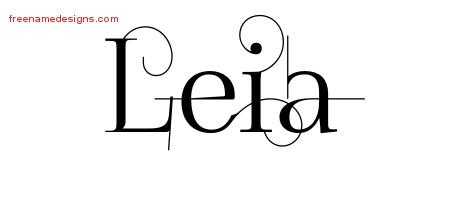 Leia Decorated Name Tattoo Designs