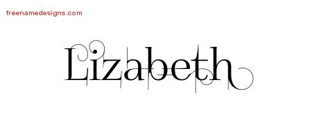 Lizabeth Decorated Name Tattoo Designs