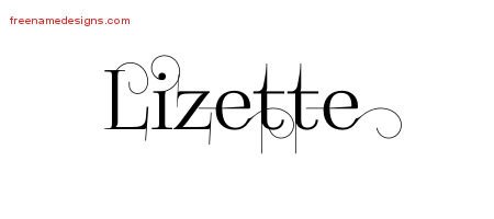 Lizette Decorated Name Tattoo Designs