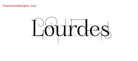 Lourdes Decorated Name Tattoo Designs