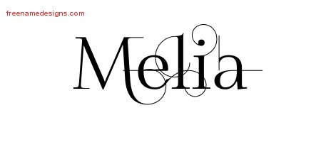 Melia Decorated Name Tattoo Designs