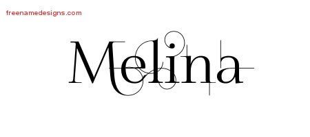 Melina Decorated Name Tattoo Designs