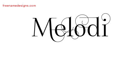 Melodi Decorated Name Tattoo Designs