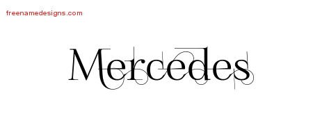Mercedes Decorated Name Tattoo Designs